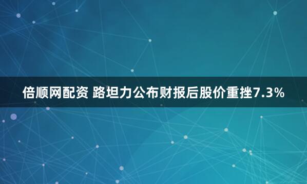 倍顺网配资 路坦力公布财报后股价重挫7.3%